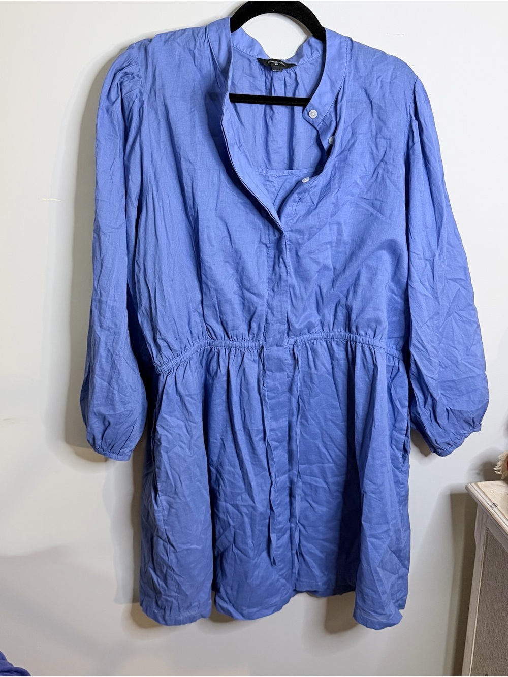 Banana Republic Periwinkle Blue Gathered Waist Tunic Dress